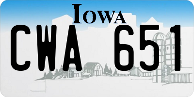 IA license plate CWA651