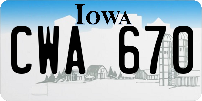 IA license plate CWA670