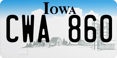 IA license plate CWA860