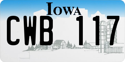IA license plate CWB117