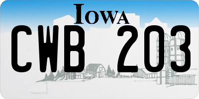 IA license plate CWB203