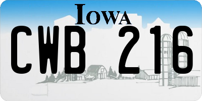 IA license plate CWB216