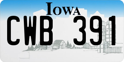 IA license plate CWB391
