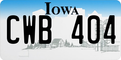 IA license plate CWB404
