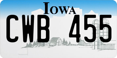 IA license plate CWB455