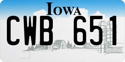 IA license plate CWB651