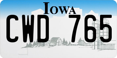 IA license plate CWD765