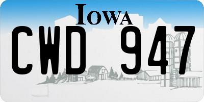 IA license plate CWD947