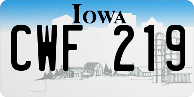 IA license plate CWF219