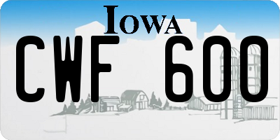 IA license plate CWF600