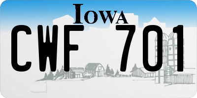 IA license plate CWF701