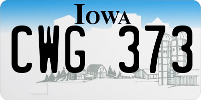 IA license plate CWG373