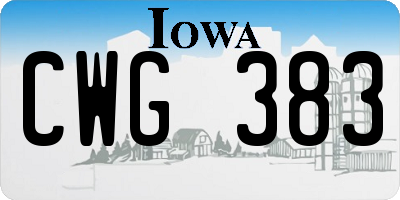 IA license plate CWG383