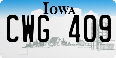 IA license plate CWG409