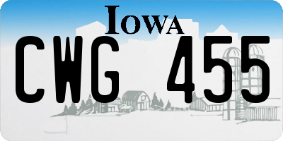 IA license plate CWG455