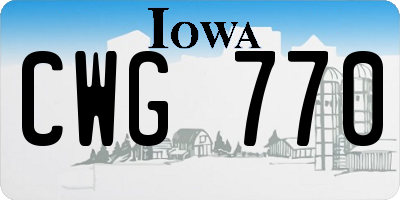 IA license plate CWG770