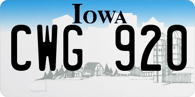 IA license plate CWG920