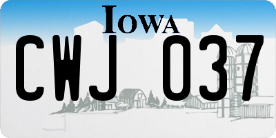 IA license plate CWJ037