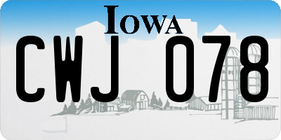IA license plate CWJ078