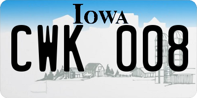 IA license plate CWK008