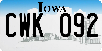 IA license plate CWK092