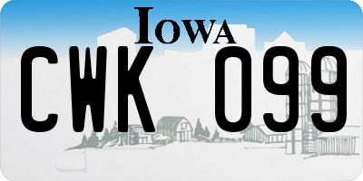 IA license plate CWK099