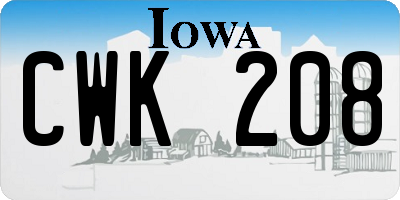 IA license plate CWK208