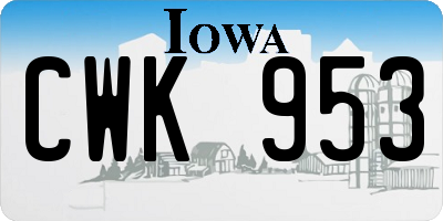 IA license plate CWK953