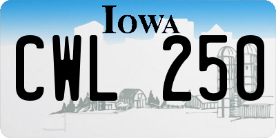 IA license plate CWL250