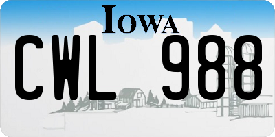 IA license plate CWL988