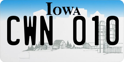 IA license plate CWN010