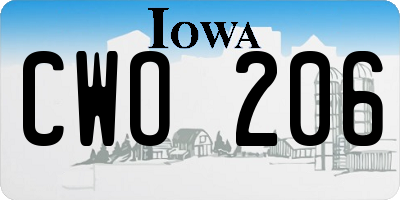 IA license plate CWO206