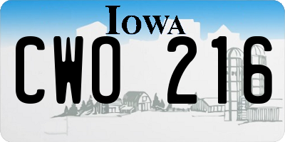 IA license plate CWO216
