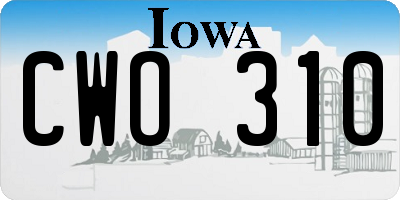 IA license plate CWO310