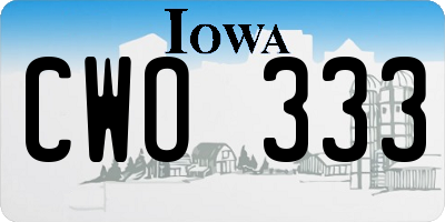 IA license plate CWO333