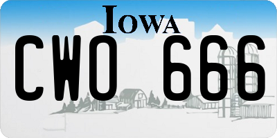 IA license plate CWO666