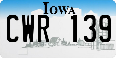 IA license plate CWR139