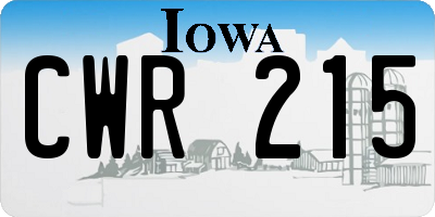 IA license plate CWR215