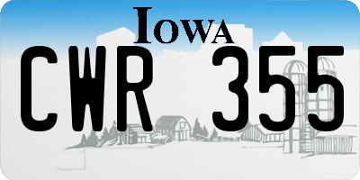 IA license plate CWR355