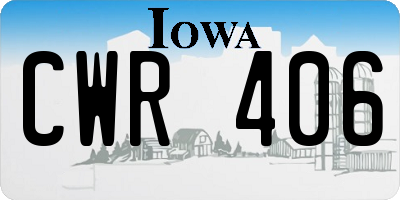 IA license plate CWR406
