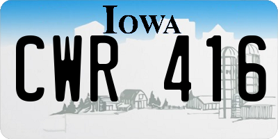 IA license plate CWR416