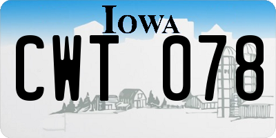 IA license plate CWT078