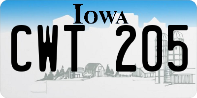 IA license plate CWT205
