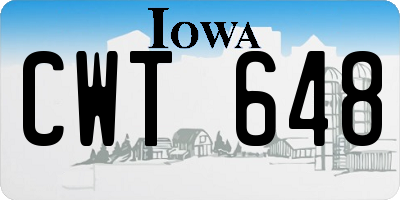 IA license plate CWT648
