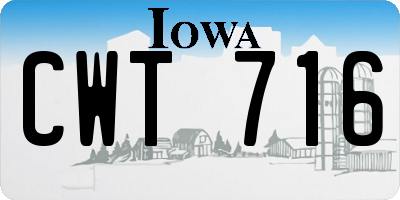 IA license plate CWT716
