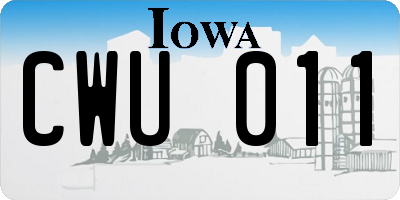 IA license plate CWU011