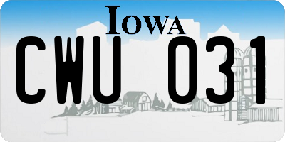 IA license plate CWU031