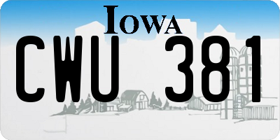 IA license plate CWU381