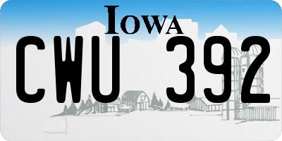 IA license plate CWU392