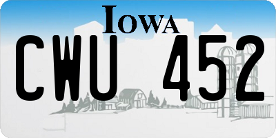 IA license plate CWU452